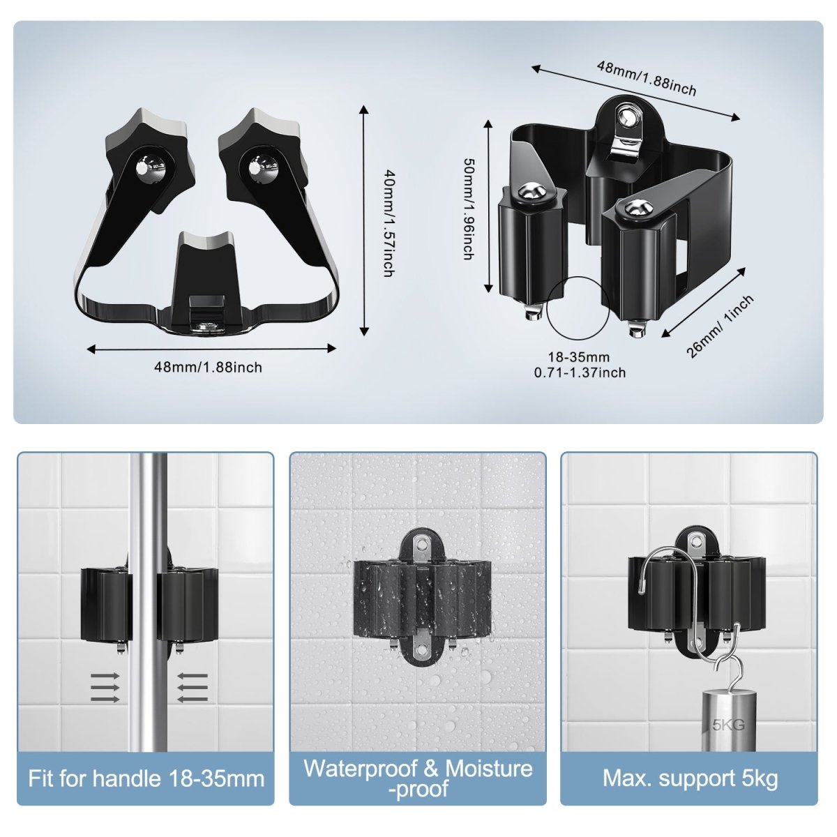 TIDYGARD – Durable Wall-Mounted Garden Tool Holder with Anti-Slip Clamps for Garage and Shed Organization
