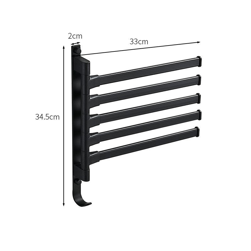 Tidyrack 5-Arm Towel Organizer – Modern Space-Saving Wall Rack in Matte Black for Stylish Bathroom Storage
