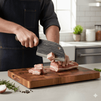 TIMBERSERVE – Antibacterial Acacia Wood Cutting Board with Elegant Chessboard Design