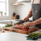 TIMBERSERVE – Antibacterial Acacia Wood Cutting Board with Elegant Chessboard Design