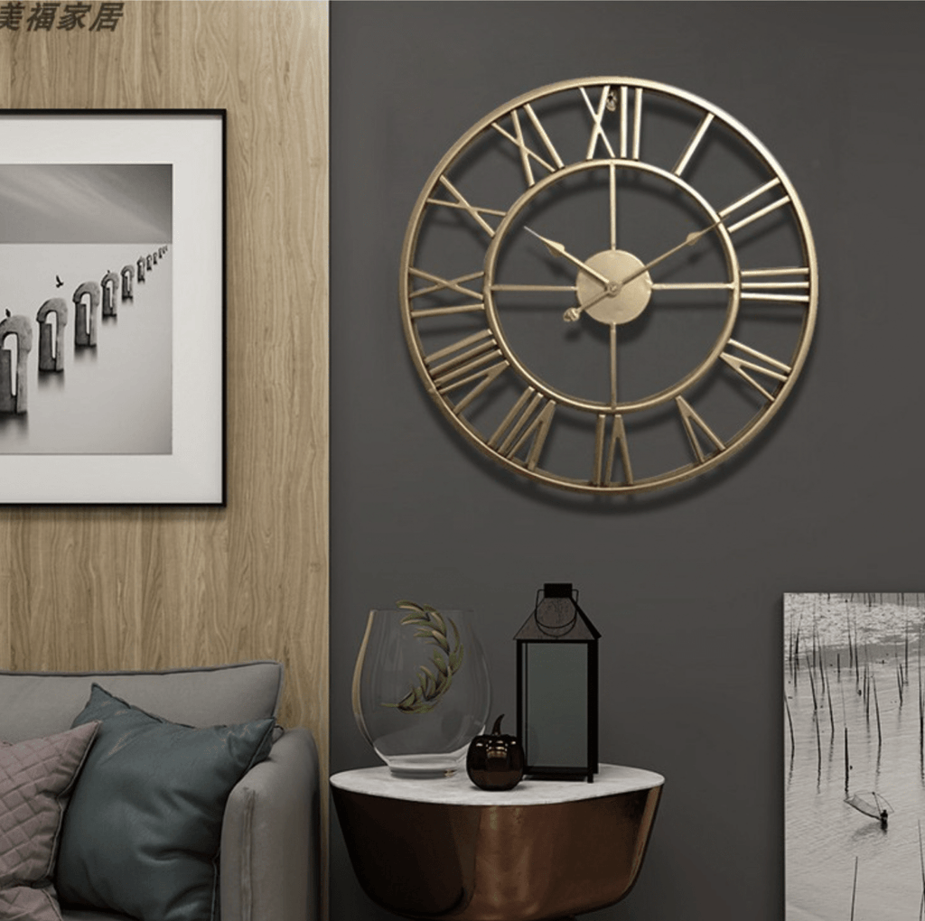 TIMEMESH – Skeleton Wall Clock with Silent Non-Ticking Mechanism