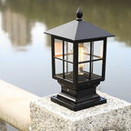 Classic Black Square LED Post Lights Solar Powered