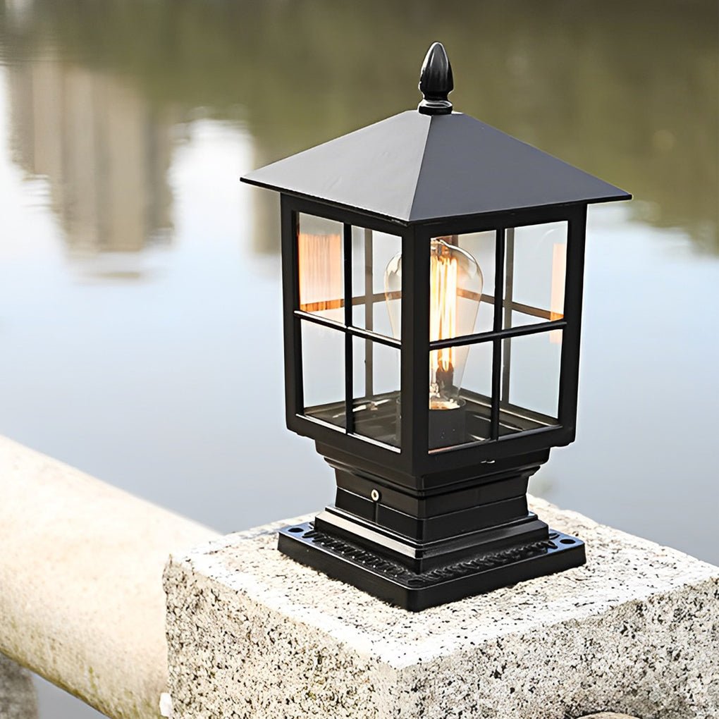 Classic Black Square LED Post Lights Solar Powered