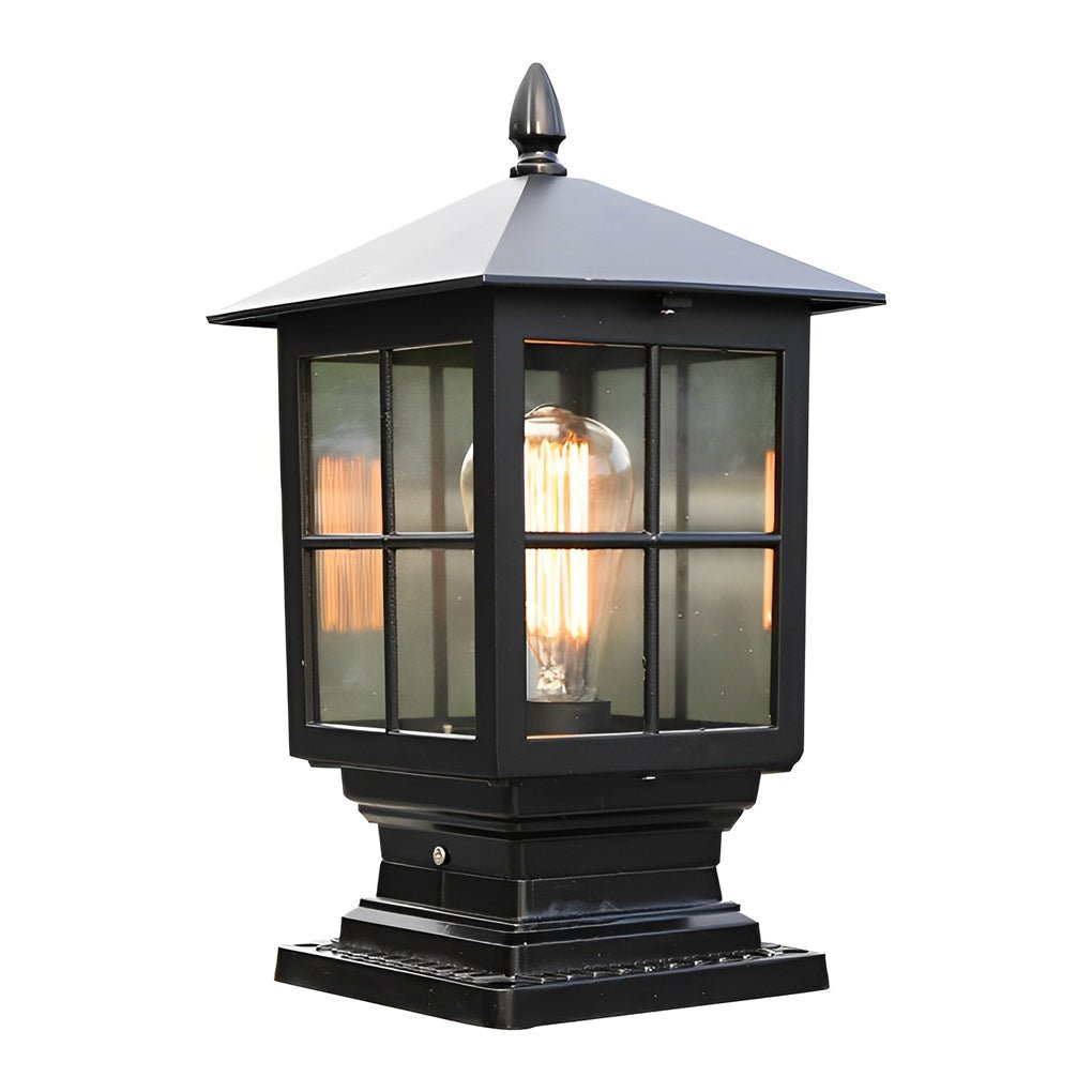 Classic Black Square LED Post Lights Solar Powered