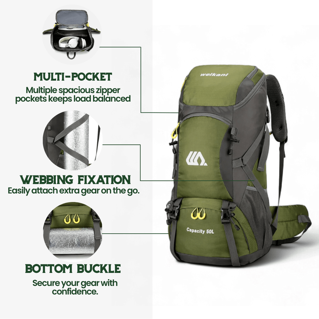 TRAILPRO 50L – Hiking Backpack with Breathable Back & Smart Storage