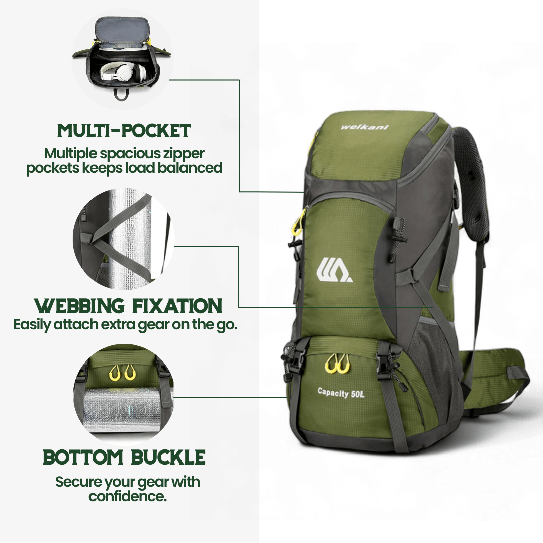 TRAILPRO 50L – Hiking Backpack with Breathable Back & Smart Storage