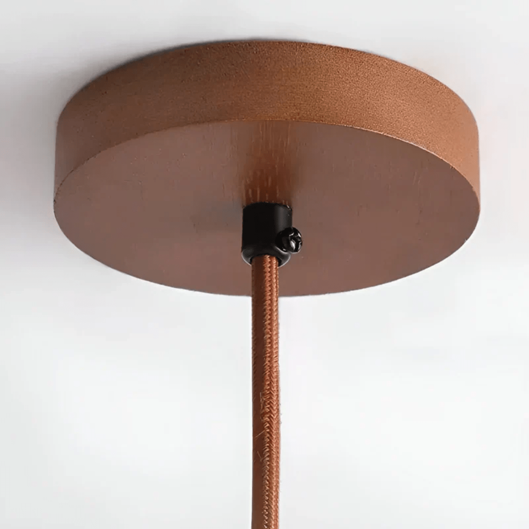 TranquilHalo – LED Retro Ceiling Light in Stone & Wood