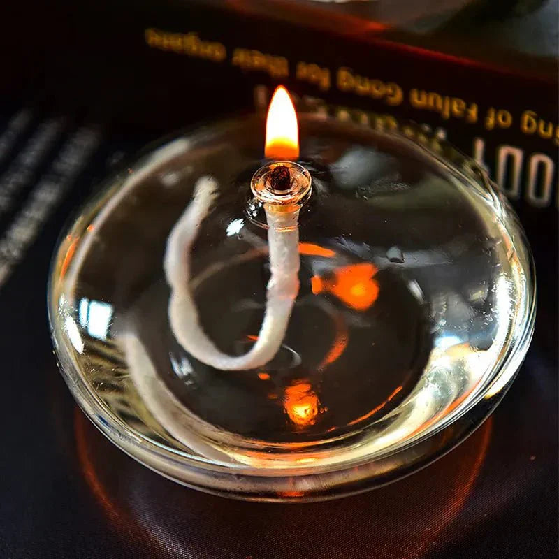 Transparent Oil Lamp Made of Glass as Candle Holder
