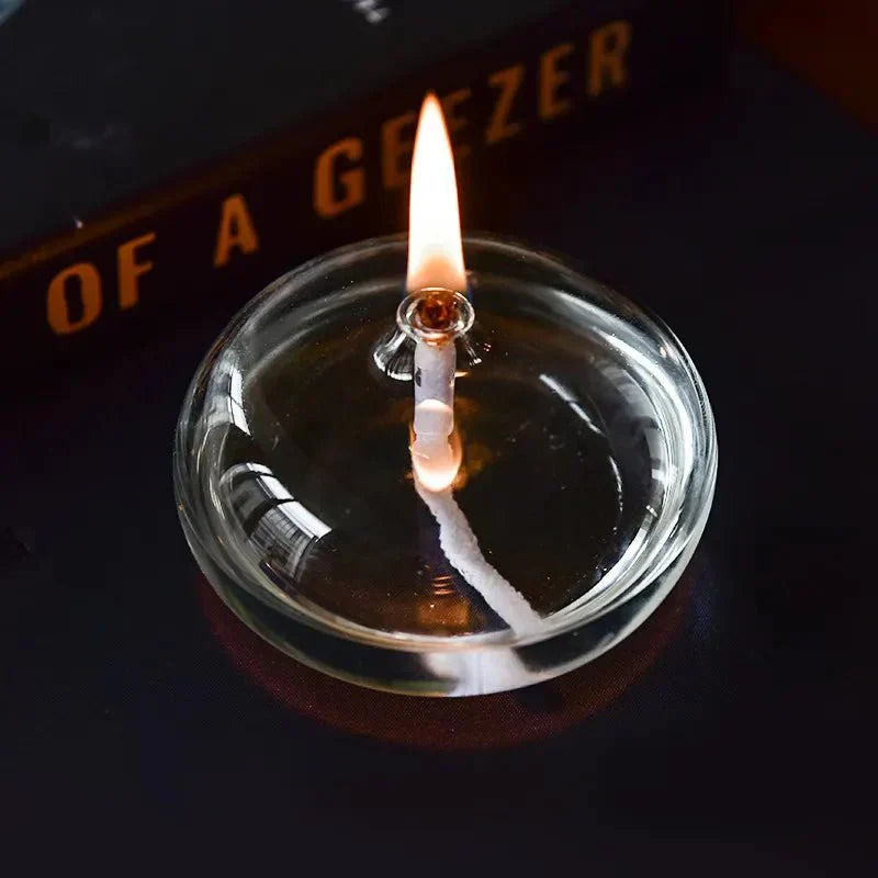 Transparent Oil Lamp Made of Glass as Candle Holder