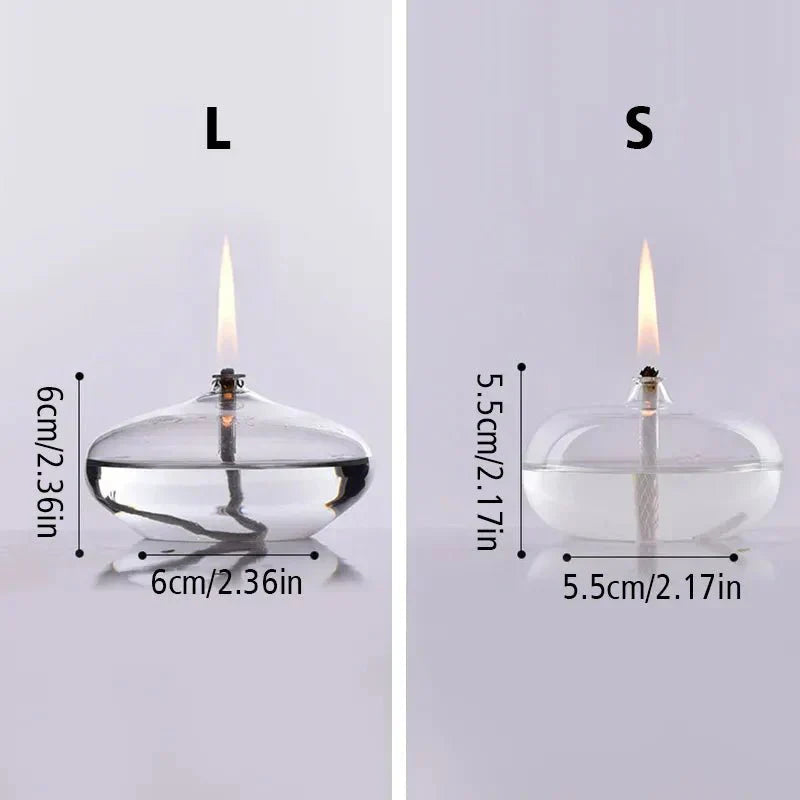 Transparent Oil Lamp Made of Glass as Candle Holder