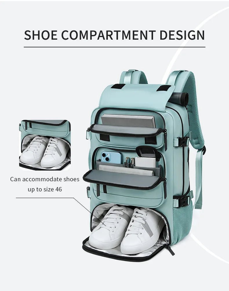 TRAVELMAX Pack – Waterproof Travel Backpack with USB Port, Shoe Compartment & Anti-Theft Pocket