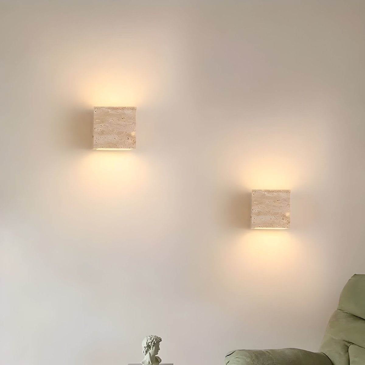 Wall lamp made of travertine for a warm and elegant atmosphere