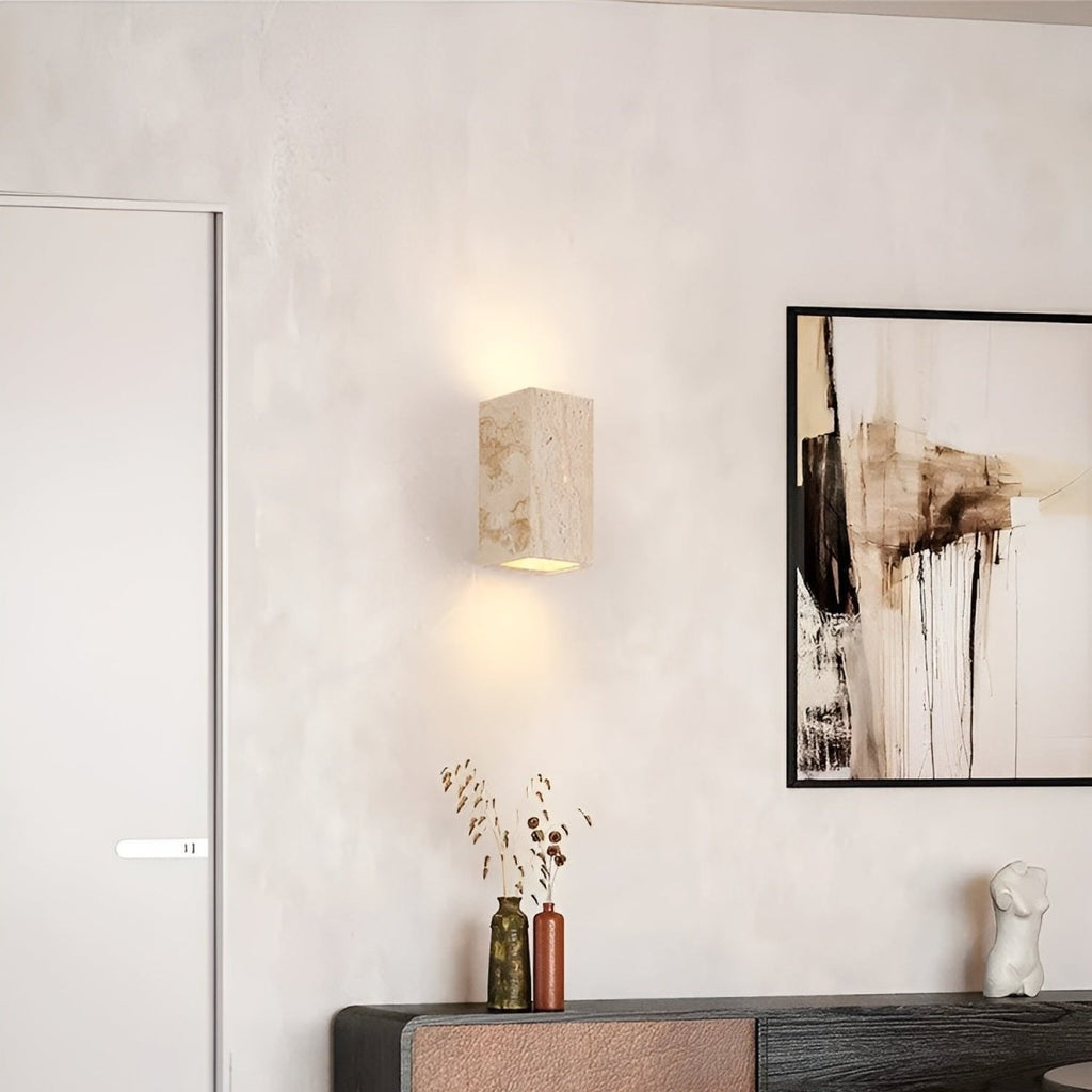 Wall lamp made of travertine for a warm and elegant atmosphere