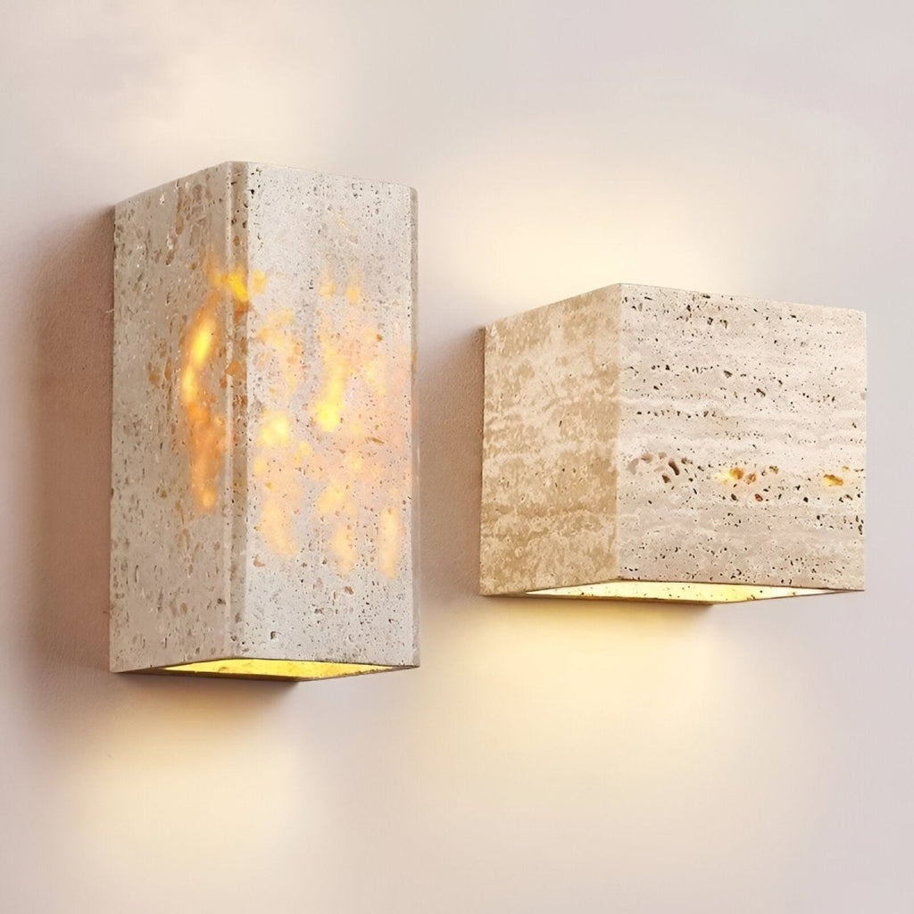 Wall lamp made of travertine for a warm and elegant atmosphere