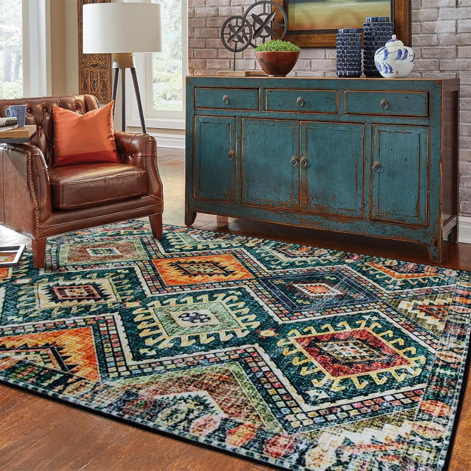Area Rug Tribal Polyester Washable Non Slip