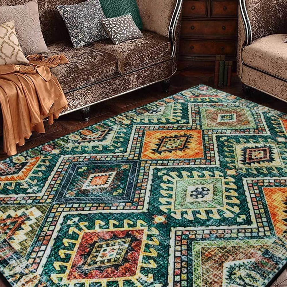 Area Rug Tribal Polyester Washable Non Slip