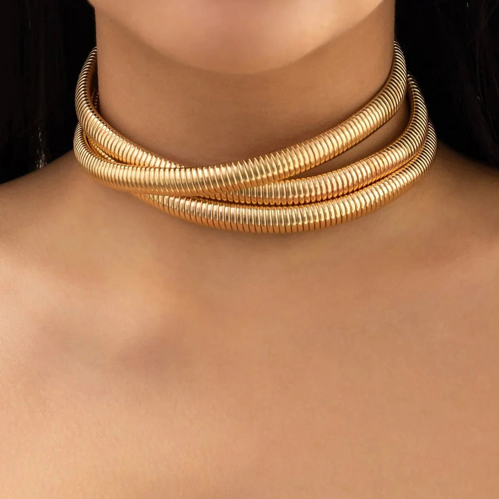 Triple Layer Stacked Chunky Choker Necklace