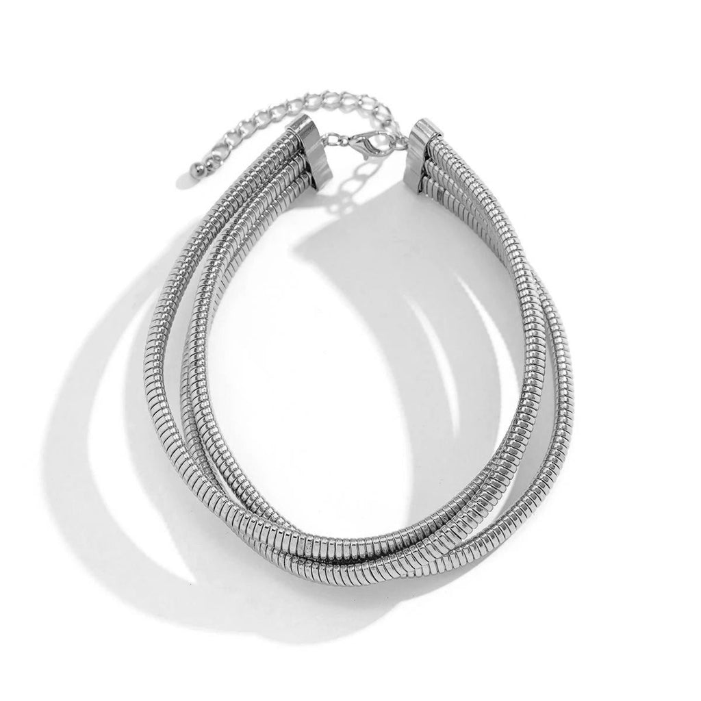 Triple Layer Stacked Chunky Choker Necklace