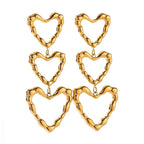 Triple Outlined Hearts Drop Earrings