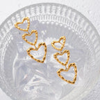 Triple Outlined Hearts Drop Earrings