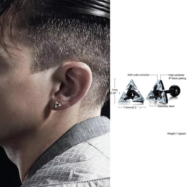TRISILVER – Triangle Earrings with Push-Back Closure, Lightweight and Modern Design