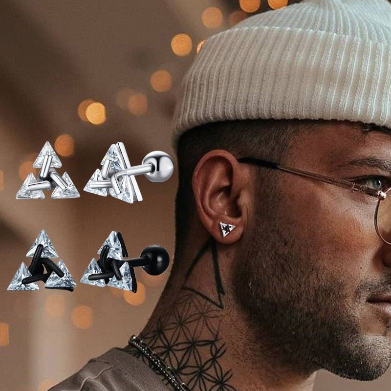 TRISILVER – Triangle Earrings with Push-Back Closure, Lightweight and Modern Design