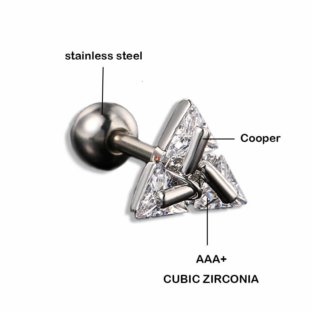 TRISILVER – Triangle Earrings with Push-Back Closure, Lightweight and Modern Design