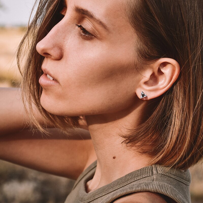 TRISILVER – Triangle Earrings with Push-Back Closure, Lightweight and Modern Design