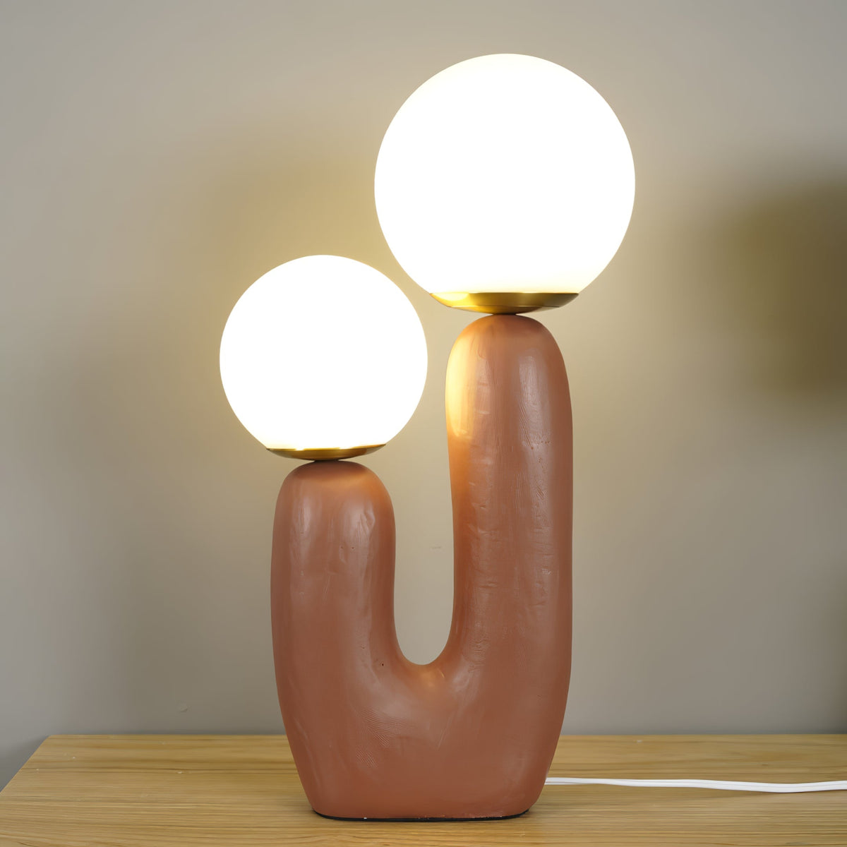 Contemporary Style Table Lamp with Natural Accent