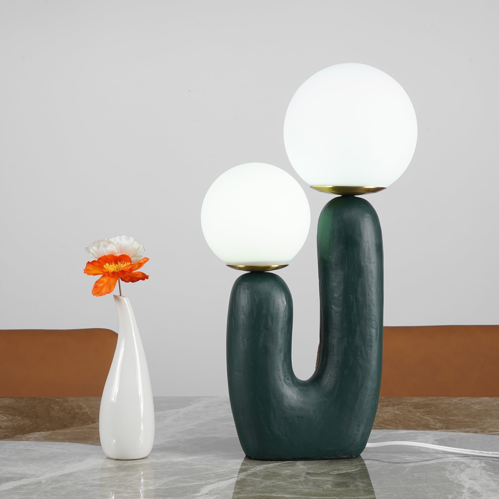 Contemporary Style Table Lamp with Natural Accent