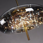 Elegant Hanging Lamp with Glass Shade and Fairy Motif