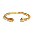 Twisted Gem Stone Ends Bangle Bracelet