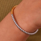 Twisted Half Two Tone Cuff Bracelet