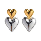 Two Tone Accented Heart Earrings