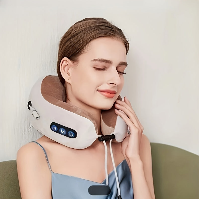 U-shaped Neck Pillow with Memory Foam & USB Rechargeable Heating - NeckEase Pro