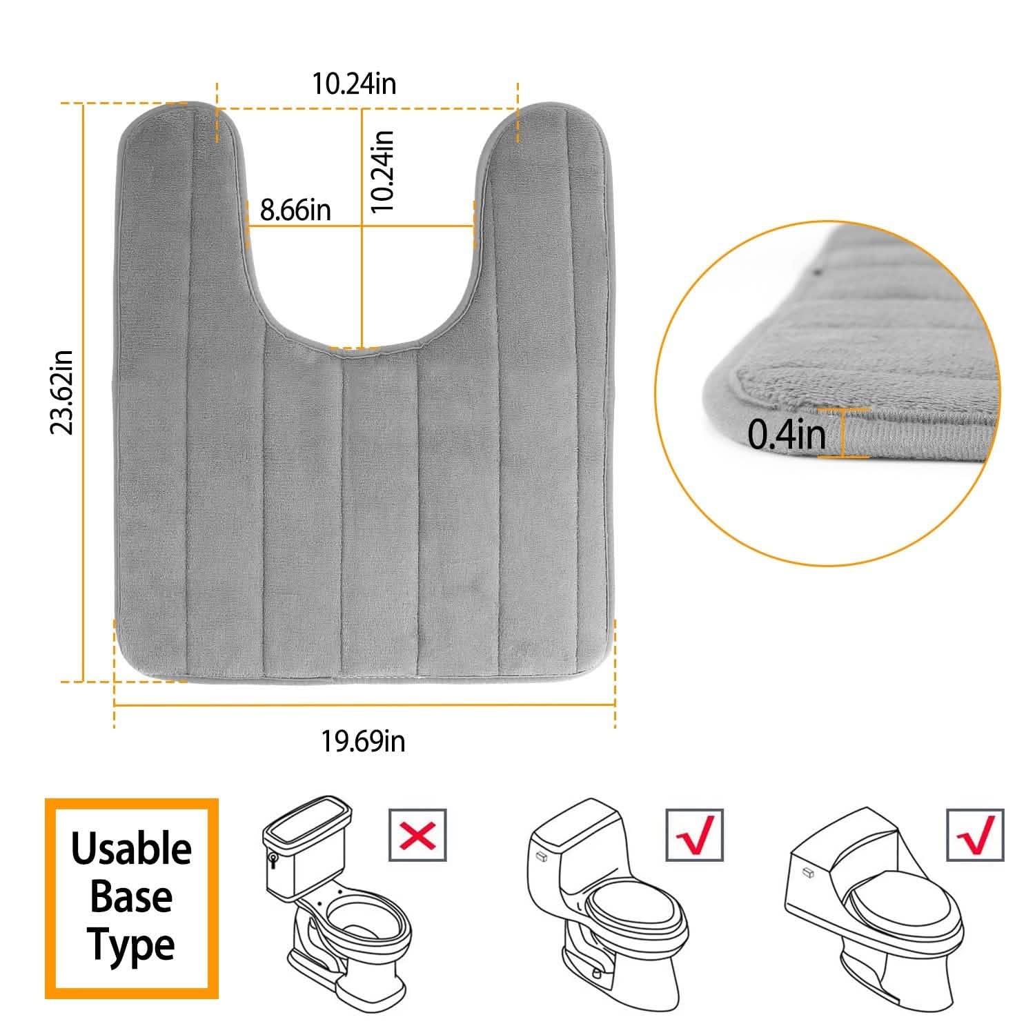 U-shaped non-slip toilet mat