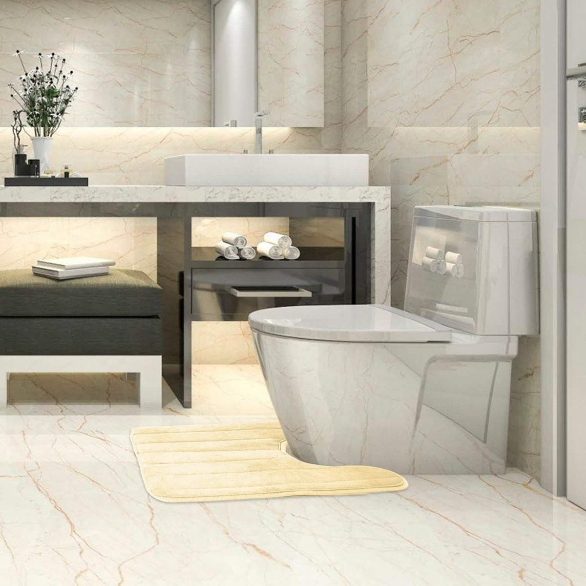 U-shaped non-slip toilet mat