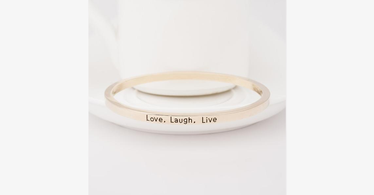 Love Laugh Live Engraved Cuff Bracelet