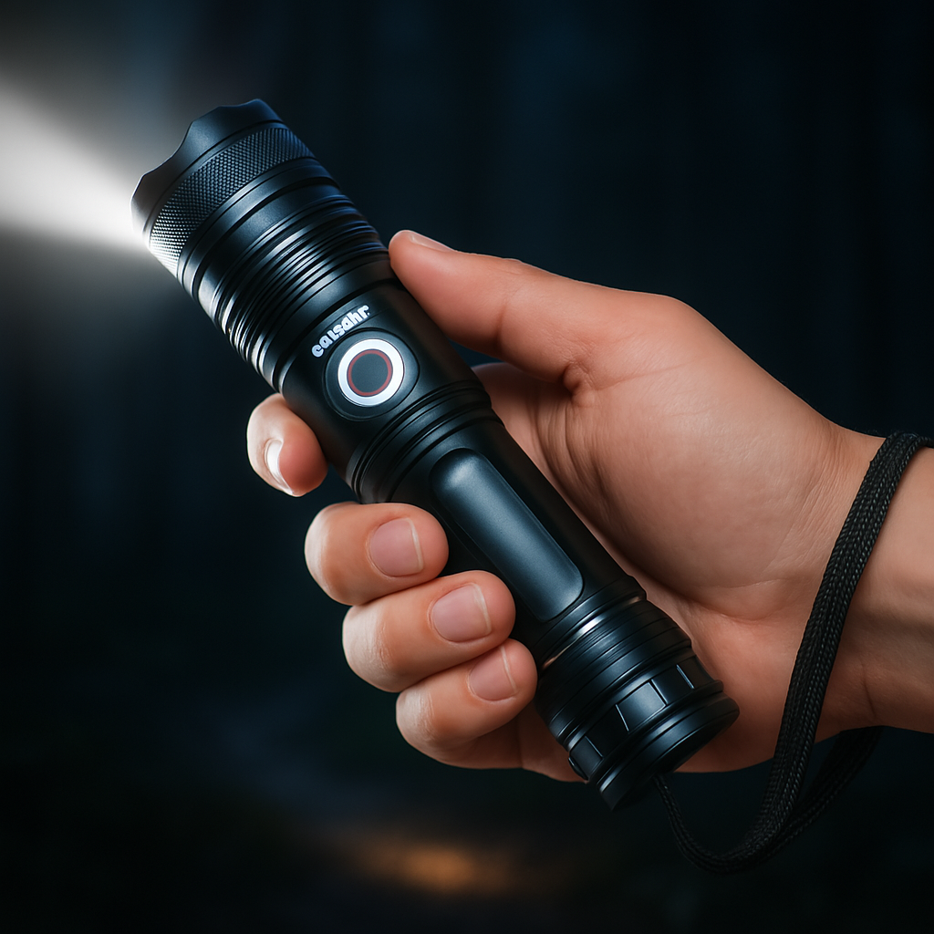 Rechargeable LED Flashlight with Zoom and Aluminum Housing