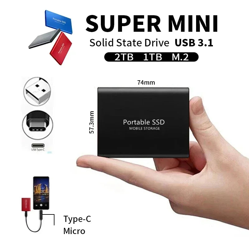 Portable External SSD | USB 3.1 Type C Fast Storage | Up to 128GB