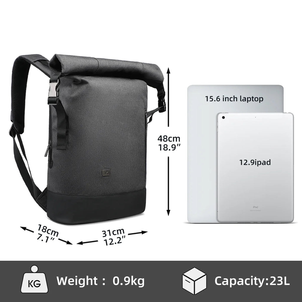 URBANTRAIL Rolltop Backpack – Expandable & Waterproof Travel Backpack with USB Port and Laptop Compartment