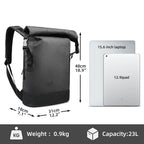 URBANTRAIL Rolltop Backpack – Expandable & Waterproof Travel Backpack with USB Port and Laptop Compartment