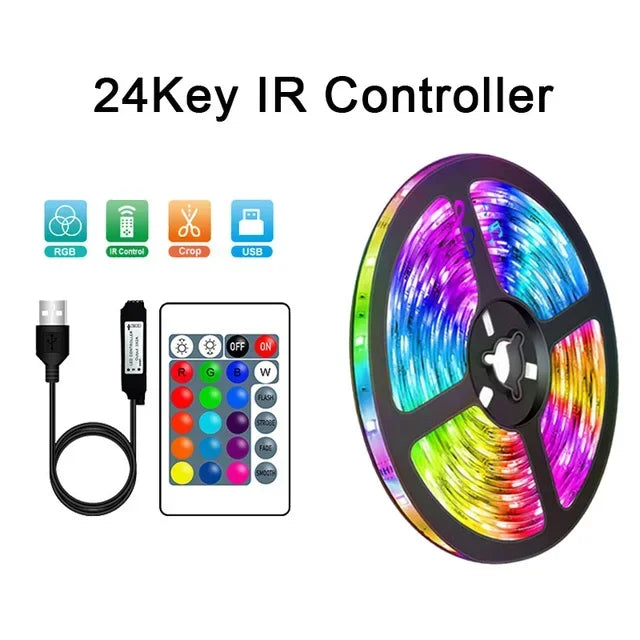 USB LED STRIP WITH COLOUR CHANGING - RGB LIGHT FOR ROOM DECORATION & TV BACKLIGHTING