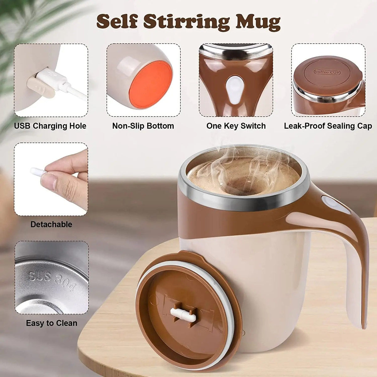 USB Rechargeable Magnetic Stirring Mug - MagStir