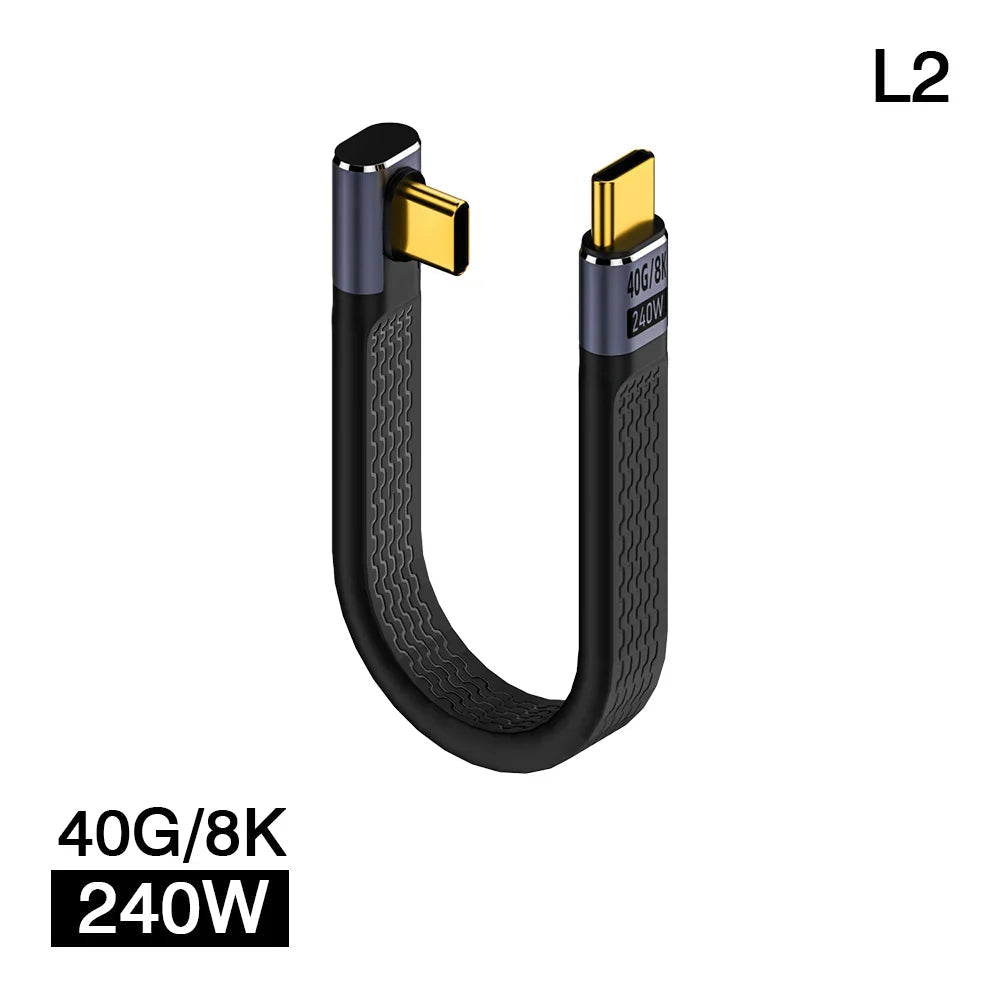 USB4 Elbow Connector Cable – 240W, 40Gbps, 8K (1+1 FREE)