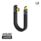 USB4 Elbow Connector Cable – 240W, 40Gbps, 8K (1+1 FREE)
