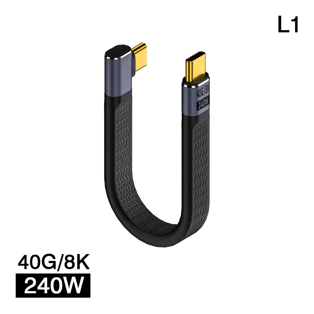 USB4 Elbow Connector Cable – 240W, 40Gbps, 8K (1+1 FREE)