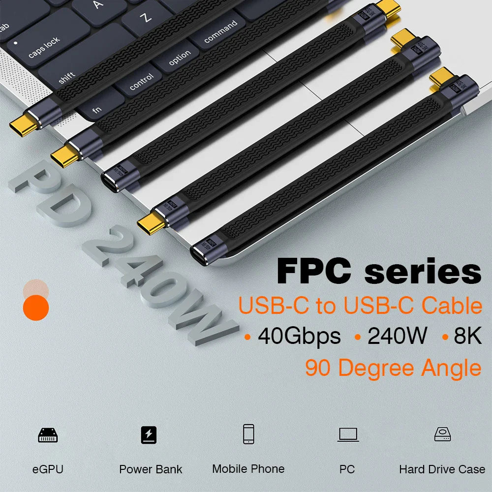 USB4 Elbow Connector Cable – 240W, 40Gbps, 8K (1+1 FREE)