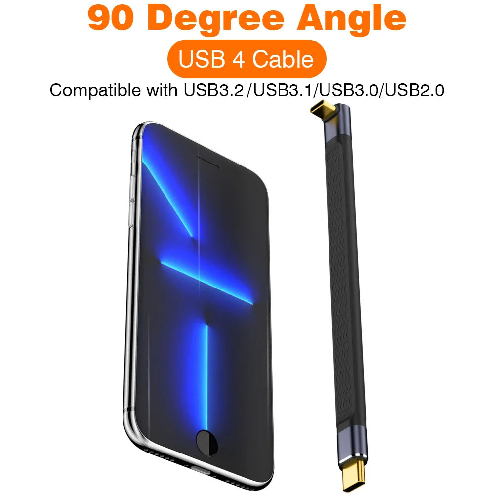 USB4 Elbow Connector Cable – 240W, 40Gbps, 8K (1+1 FREE)