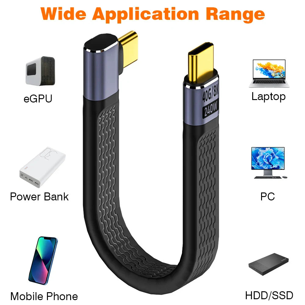 USB4 Elbow Connector Cable – 240W, 40Gbps, 8K (1+1 FREE)